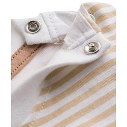Babyhug Cotton Knit Half Sleeves Striped T-Shirt with Animal Patch - Multicolor