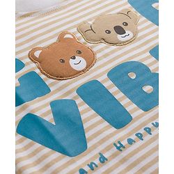 Babyhug Cotton Knit Half Sleeves Striped T-Shirt with Animal Patch - Multicolor