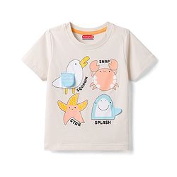 Babyhug Cotton Knit T-Shirt with Applique Detailing Half Sleeves Multi Color 6-9 Months