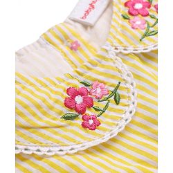 Babyhug See-Sucker Woven One Piece Dress with Sleeveless and Floral Embroidery - Yellow