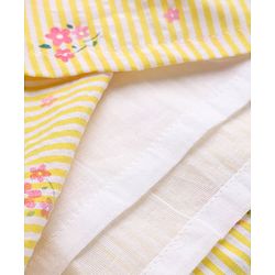 Babyhug See-Sucker Woven One Piece Dress with Sleeveless and Floral Embroidery - Yellow