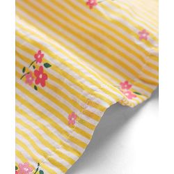 Babyhug See-Sucker Woven One Piece Dress with Sleeveless and Floral Embroidery - Yellow