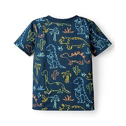 Babyhug 100% Cotton Knit Half Sleeves T-Shirt & Shorts Co-ord Night Suit with Dino Print - Navy Blue