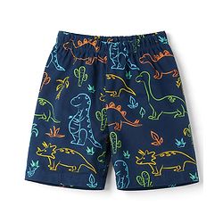 Babyhug 100% Cotton Knit Half Sleeves T-Shirt & Shorts Co-ord Night Suit with Dino Print - Navy Blue