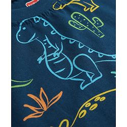 Babyhug 100% Cotton Knit Half Sleeves T-Shirt & Shorts Co-ord Night Suit with Dino Print - Navy Blue