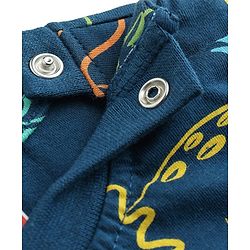 Babyhug 100% Cotton Knit Half Sleeves T-Shirt & Shorts Co-ord Night Suit with Dino Print - Navy Blue