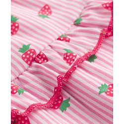 Babyhug Woven Sleeveless Strawberry Printed Tiered Frock - Pink