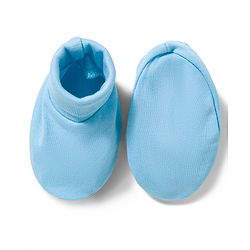Babyhug 100% Cotton Interlock Knit Cap Mittens & Booties With Teddy Print Blue - Diameter 16 cm