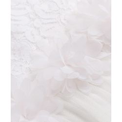 Babyhug Mesh Woven Sleeveless Frock with Floral Applique - White