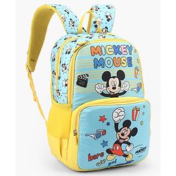 Babyhug Disney Mickey Mouse 16 inches 100% Effort School Backpack | 2 Main Compartment, 1 Front Pocket, 2 Side Bottle Pocket - Black