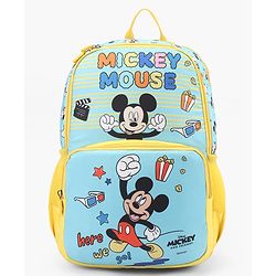Babyhug Disney Mickey Mouse 16 inches 100% Effort School Backpack | 2 Main Compartment, 1 Front Pocket, 2 Side Bottle Pocket - Black
