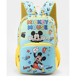 Babyhug Disney Mickey Mouse 16 inches 100% Effort School Backpack | 2 Main Compartment, 1 Front Pocket, 2 Side Bottle Pocket - Black