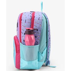 Babyhug Disney Minnie Mouse 16 inches I am awesome School Backpack | 2 Main Compartment , 1 Front Pocket, 2 Side Bottle Pocket - Blue Pink