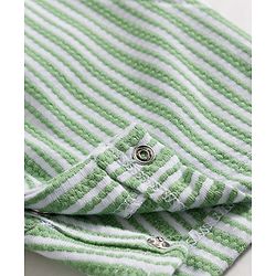 Babyhug Popcorn Knit Half Sleeves Striped Romper with Bow - Multicolor