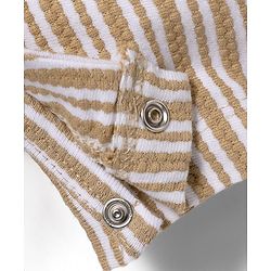 Babyhug Popcorn Knit Half Sleeves Striped Romper with Attached Waist Coat & Bow Applique - Multicolor