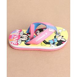 Cute Walk by Babyhug Disney Back Strap Closure Flip Flops With Minnie Mouse Print - Yellow & Pink