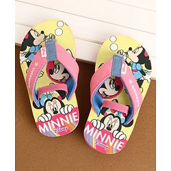 Cute Walk by Babyhug Disney Back Strap Closure Flip Flops With Minnie Mouse Print - Yellow & Pink