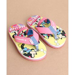 Cute Walk by Babyhug Disney Back Strap Closure Flip Flops With Minnie Mouse Print - Yellow & Pink