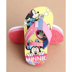 Cute Walk by Babyhug Disney Back Strap Closure Flip Flops With Minnie Mouse Print - Yellow & Pink