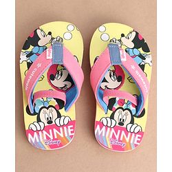 Cute Walk by Babyhug Disney Back Strap Closure Flip Flops With Minnie Mouse Print - Yellow & Pink