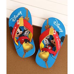 Cute Walk by Babyhug Disney Back Strap Closure Flip Flops With Mickey Mouse Print - Blue & Red