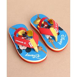 Cute Walk by Babyhug Disney Back Strap Closure Flip Flops With Mickey Mouse Print - Blue & Red