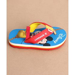 Cute Walk by Babyhug Disney Back Strap Closure Flip Flops With Mickey Mouse Print - Blue & Red