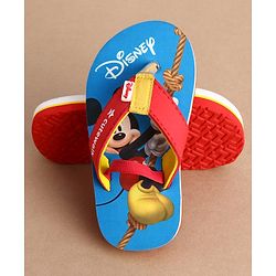 Cute Walk by Babyhug Disney Back Strap Closure Flip Flops With Mickey Mouse Print - Blue & Red