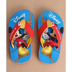 Cute Walk by Babyhug Disney Back Strap Closure Flip Flops With Mickey Mouse Print - Blue & Red