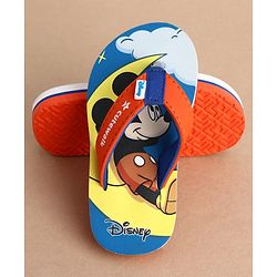 Cute Walk by Babyhug Disney Flip Flops With Mickey Mouse Print - Blue & Red