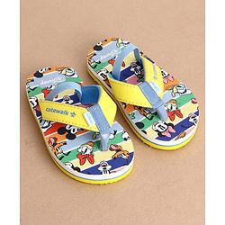 Cute Walk by Babyhug Disney Back Strap Closure Flip Flops With Mickey & Friends Print - Blue & Yellow