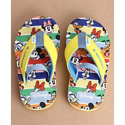 Cute Walk by Babyhug Disney Back Strap Closure Flip Flops With Mickey & Friends Print - Blue & Yellow