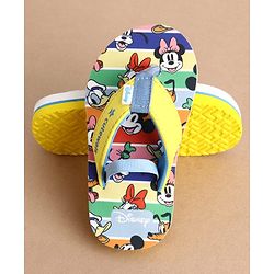 Cute Walk by Babyhug Disney Back Strap Closure Flip Flops With Mickey & Friends Print - Blue & Yellow