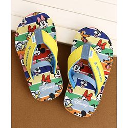 Cute Walk by Babyhug Disney Back Strap Closure Flip Flops With Mickey & Friends Print - Blue & Yellow