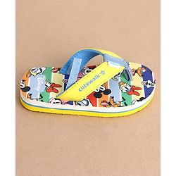 Cute Walk by Babyhug Disney Back Strap Closure Flip Flops With Mickey & Friends Print - Blue & Yellow