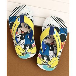 Cute Walk by Babyhug Disney Flip Flops With Mickey Mouse Print - Blue & Yellow