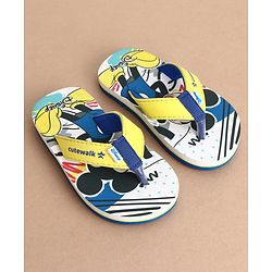 Cute Walk by Babyhug Disney Flip Flops With Mickey Mouse Print - Blue & Yellow