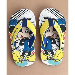 Cute Walk by Babyhug Disney Flip Flops With Mickey Mouse Print - Blue & Yellow