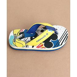 Cute Walk by Babyhug Disney Flip Flops With Mickey Mouse Print - Blue & Yellow