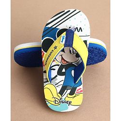 Cute Walk by Babyhug Disney Flip Flops With Mickey Mouse Print - Blue & Yellow