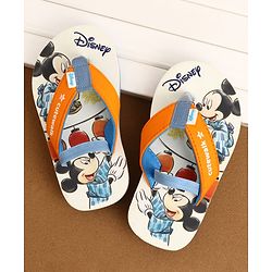 Cute Walk by Babyhug Disney Back Strap Closure Flip Flops With Mickey Mouse Print - White & Red