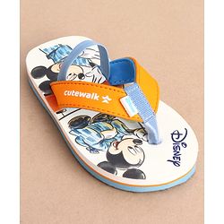 Cute Walk by Babyhug Disney Back Strap Closure Flip Flops With Mickey Mouse Print - White & Red