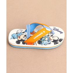 Cute Walk by Babyhug Disney Back Strap Closure Flip Flops With Mickey Mouse Print - White & Red