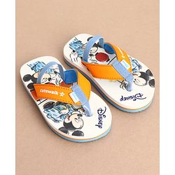 Cute Walk by Babyhug Disney Back Strap Closure Flip Flops With Mickey Mouse Print - White & Red