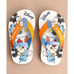 Cute Walk by Babyhug Disney Back Strap Closure Flip Flops With Mickey Mouse Print - White & Red