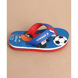 Cute Walk by Babyhug Disney Flip Flops With Mickey Mouse Print - Blue & Red