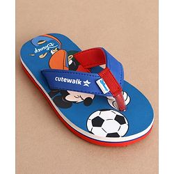 Cute Walk by Babyhug Disney Flip Flops With Mickey Mouse Print - Blue & Red