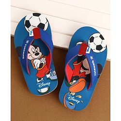 Cute Walk by Babyhug Disney Flip Flops With Mickey Mouse Print - Blue & Red
