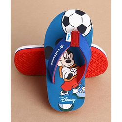 Cute Walk by Babyhug Disney Flip Flops With Mickey Mouse Print - Blue & Red