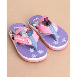 Cute Walk by Babyhug Disney Back Strap Closure Flip Flops With Elsa & Anna Print - Purple